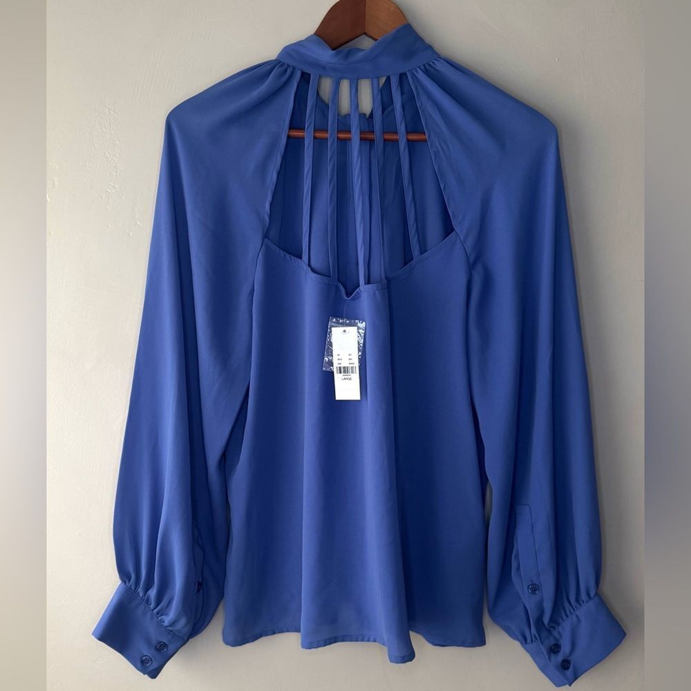 NYC & company Blouse With Draped Shoulders & Bow Ribbon size L 394 - Picture 4 of 4